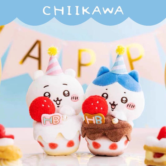 Japan ChiiKawa Happy Birthday Series | Birthday Cake ChiiKawa Hachiware - Mini Plush Doll keychain KawaiiGiftLand