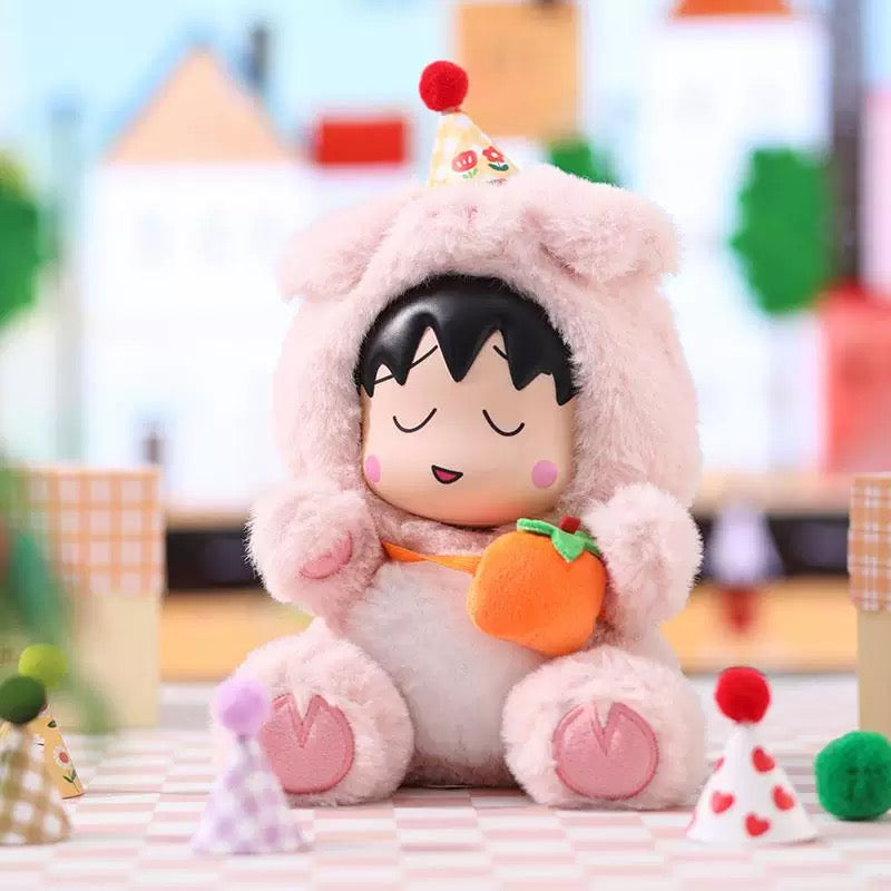 Chibi Maruko Chan Fluffy Animal Part 2 Series Vinyl Plush Doll | Bear Pig Lion Sheep Fox Elephant Dinosaur Lion Dance - Vinyl Face Plush Doll Figure Keychain Collectable Toys Mystery Blind Box