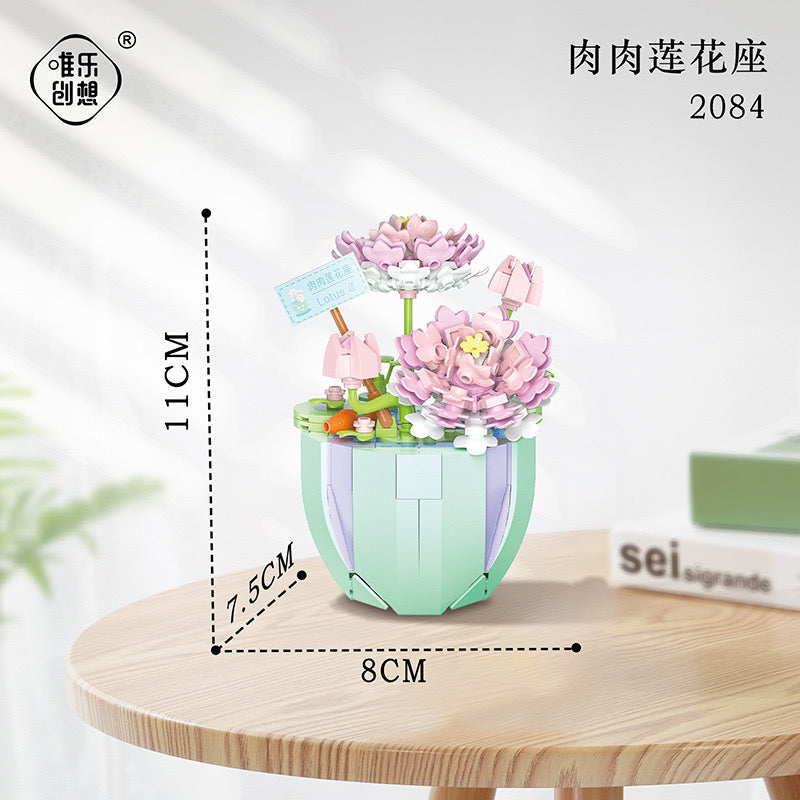 Mini Block Building Flower Dairy | Rose Jasmine Lilybell Daisy Cactus - Tiny Particle Assembly DIY Handmade Gift KawaiiGiftLand