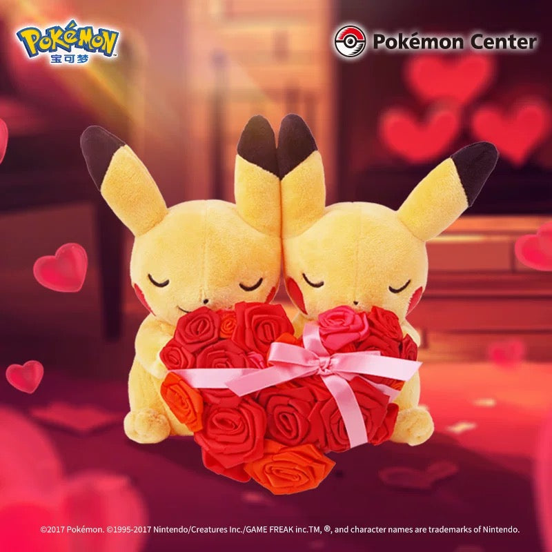 Japan Cartoon Pokemon Center Valentine Version | Flower Heart Pikachu - Mascot Plush Doll  Kawaii Decoration
