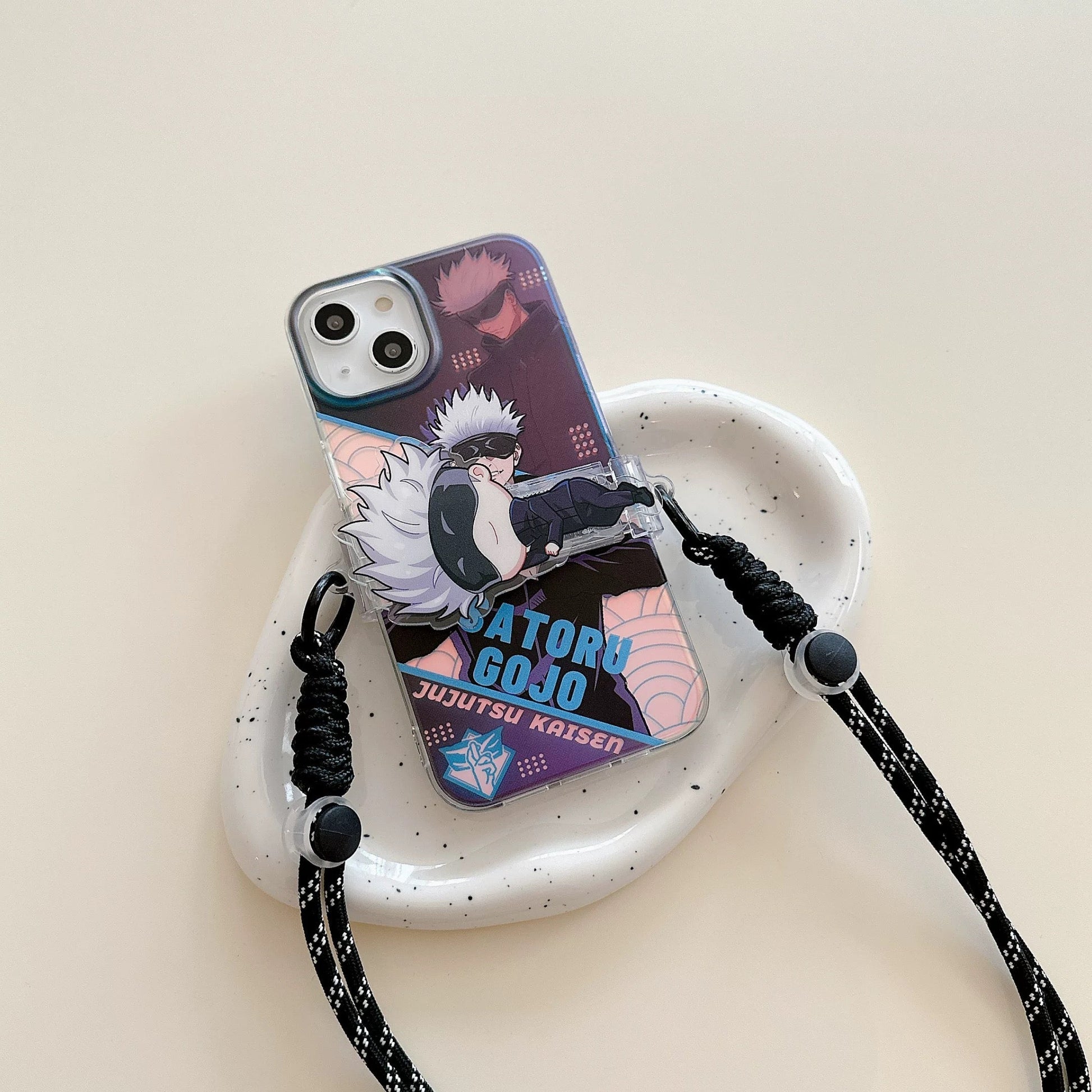 Japanese Anime Jujutsu Kaisen Phone Back Clip with Phone Lanyard | Satoru Yuji Megumi Nanami Kugisaki Nobara Inumaki Toge Zenin Maki Panda - for All Smart Phones KawaiiGiftLand