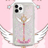 Japanese Cartoon CardCaptorSakura | Magic Wand with Wings Silver Pink Heart Glitter QuickSand - Phone Case Samsung Galaxy S26 S25 S24 S23 S22 S21 FE Ultra Edge