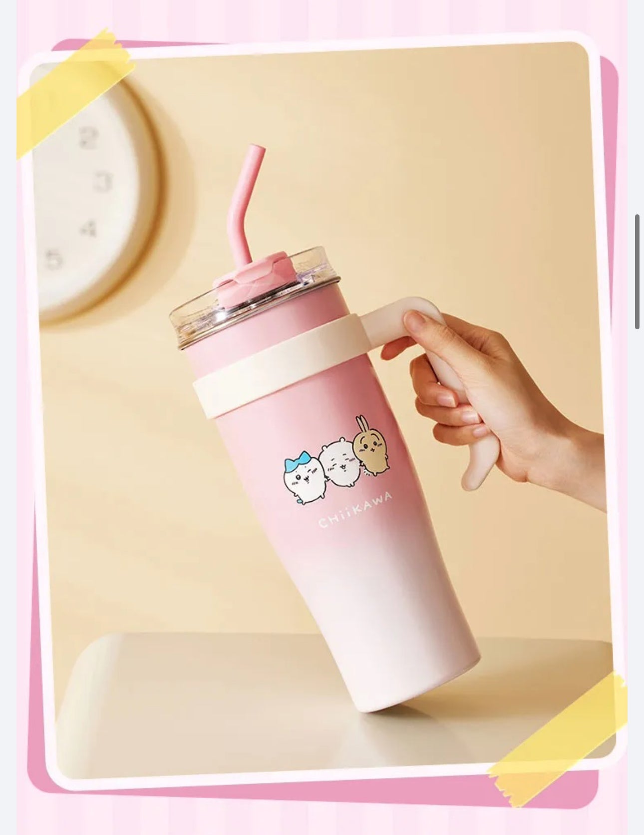 ChiiKawa X Miniso | Keep Cool Cup Tumbler with Straw - Kawaii Decoration Warm Cool Lovely Coffee Cup KawaiiGiftLand