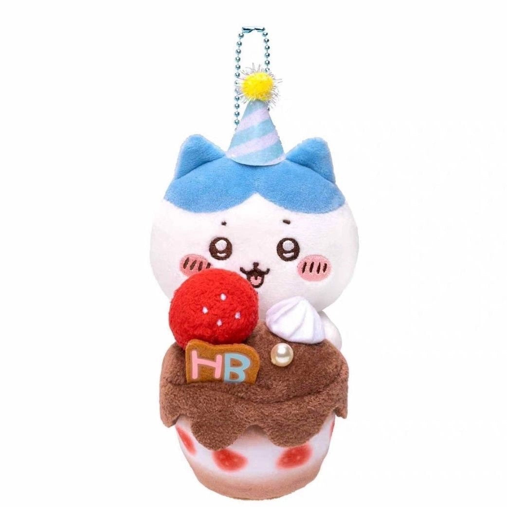 Japan ChiiKawa Happy Birthday Series | Birthday Cake ChiiKawa Hachiware - Mini Plush Doll keychain KawaiiGiftLand