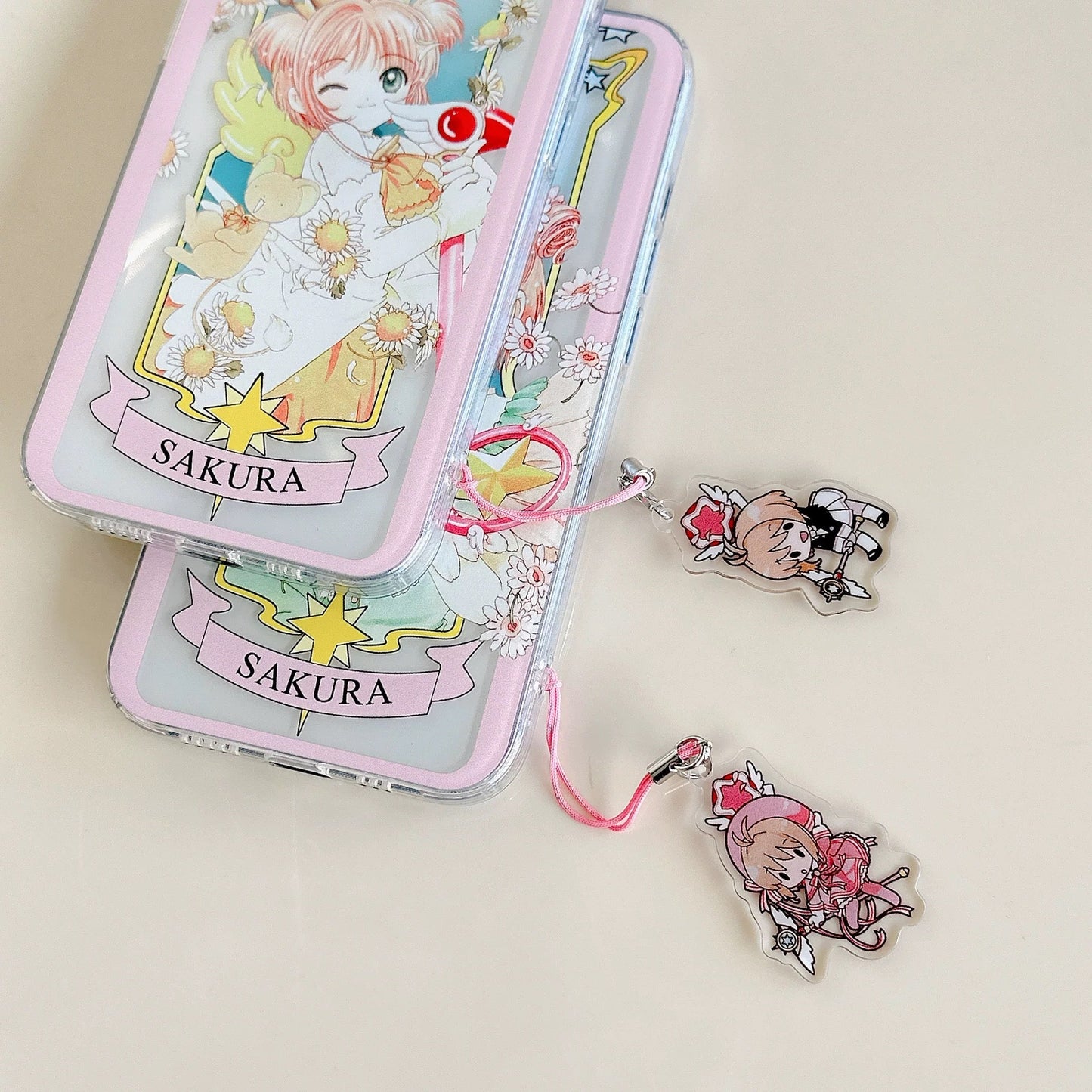 CardCaptorSakura Card Version Part 4 | Queen with Sunflower & Pink Daisy - iPhone Case 6 7 8 PLUS SE2 XS XR X 11 12 13 14 15 16 Pro Promax 12mini 13mini KawaiiGiftLand