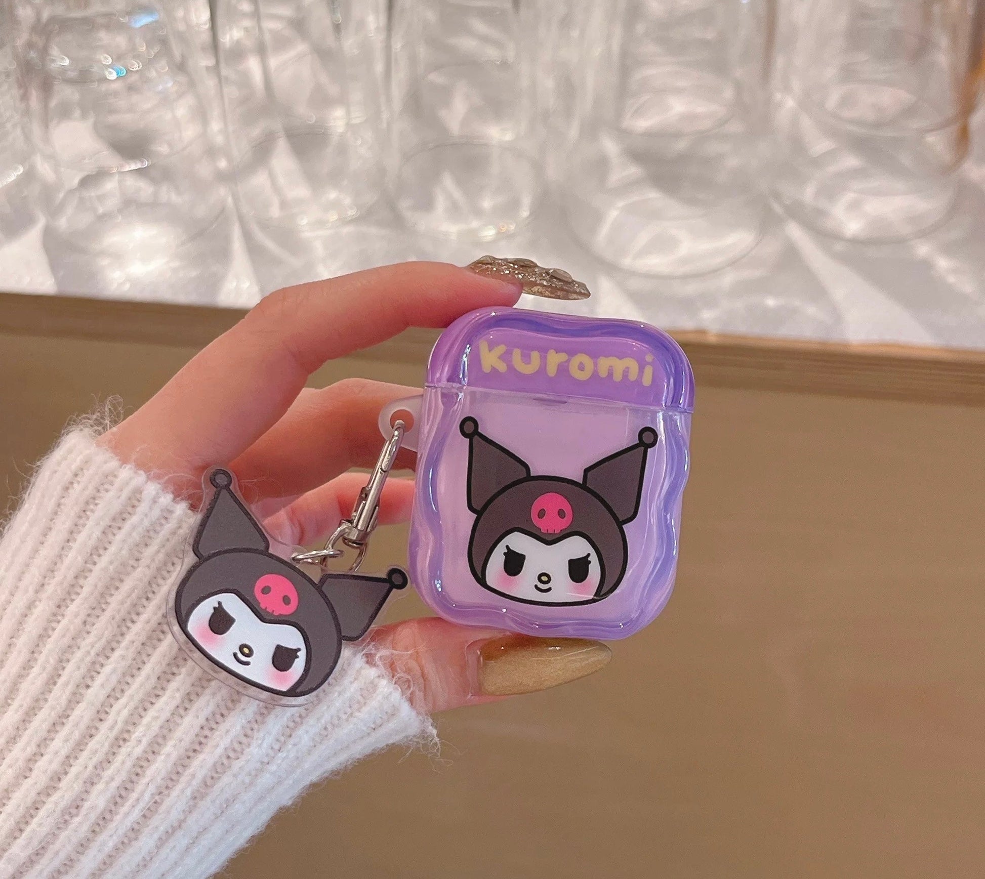 Japanese Cartoon Candy Colour Hello Kitty My Melody Kuromi Pompompurin Pochacco Red Pink Purple Yellow Blue with Keychain - AirPods AirPodsPro AirPods3 AirPods4 Case KawaiiGiftLand