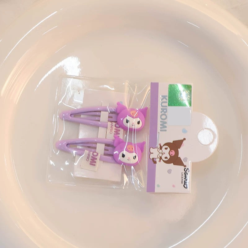 Sanrio Big Head Hair Clip 2 pcs Set | Hello Kitty My Melody Kuromi Cinnamoroll Pochacco KawaiiGiftLand