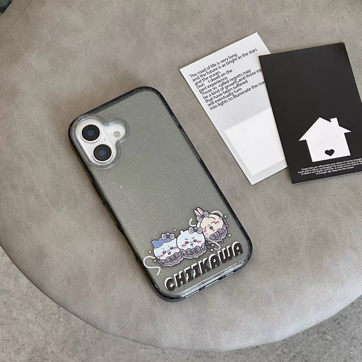 Japanese Cartoon ChiiKawa Gittler Black Clear Case | Devil Group Chiikawa Hachiware Usagi - iPhone Case Plus SE2 11 12 13 14 15 16 16e 17 17e 18 Pro Promax 12mini 13mini