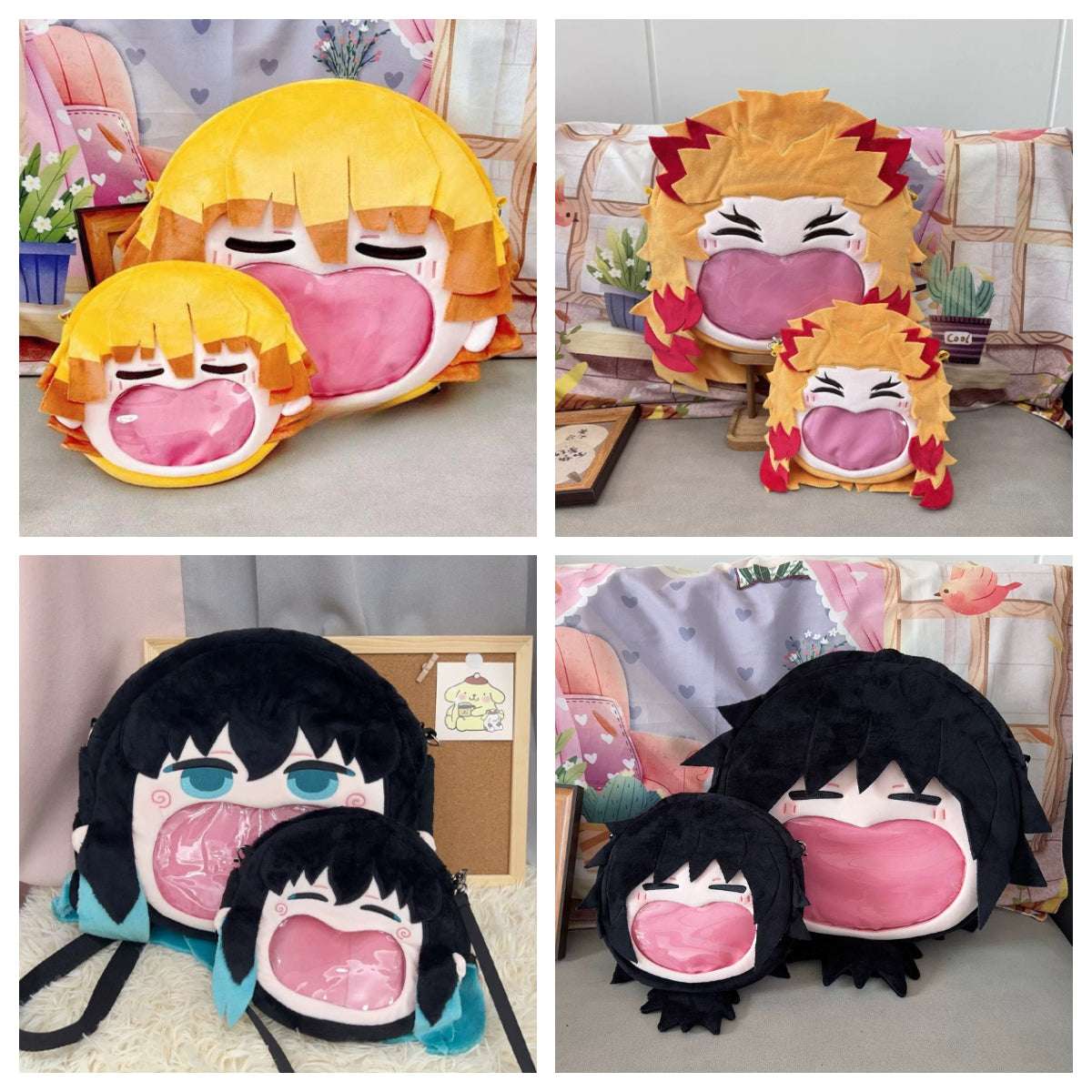 Japanese Anime Kimetsu no Yaiba Demon Slayer | Zenitsu Giyu Kyojuro Muichiro Cute Icon Itabag Backpack and Crossbody Bag - Cute Kawaii Item