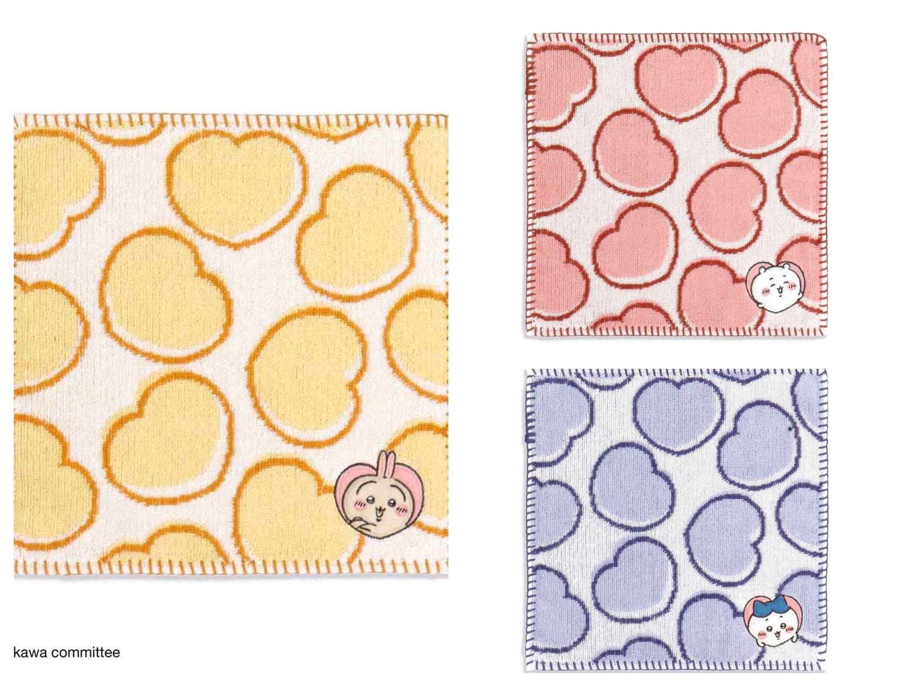 Japan ChiiKawa Heart Series | ChiiKawa Hachiware Usagi Heart Series Handkerchief Hand Towel - Kawaii Cute Item KawaiiGiftLand