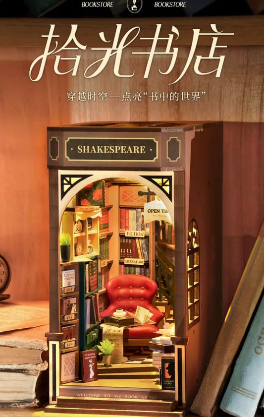 Craft Kits Wooden Booknook & Wonderland | Bookstore - DIY Handmade Mini World Miniature Gift with LED Light