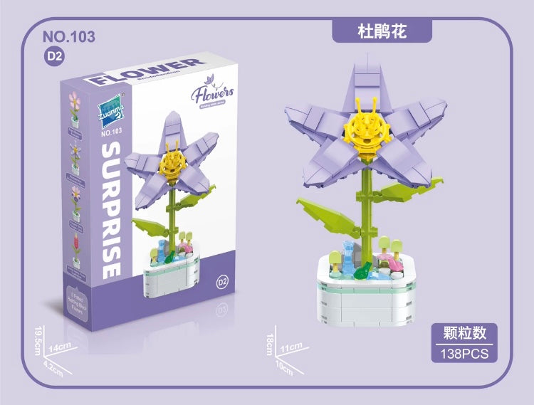 Mini Block Building Flower Series 4 | Peach Blossom Carnation - Tiny Particle Assembly DIY Handmade Gift KawaiiGiftLand