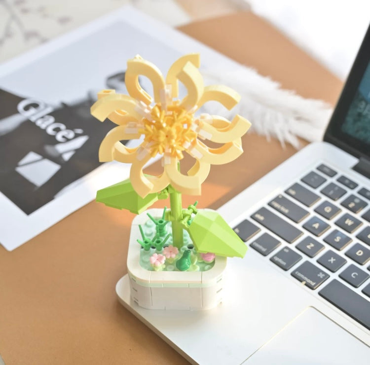 Mini Block Building Flower Series 4 | Peach Blossom Carnation - Tiny Particle Assembly DIY Handmade Gift KawaiiGiftLand