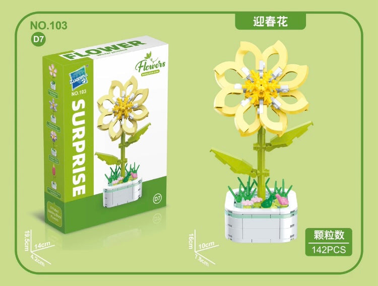 Mini Block Building Flower Series 4 | Peach Blossom Carnation - Tiny Particle Assembly DIY Handmade Gift KawaiiGiftLand