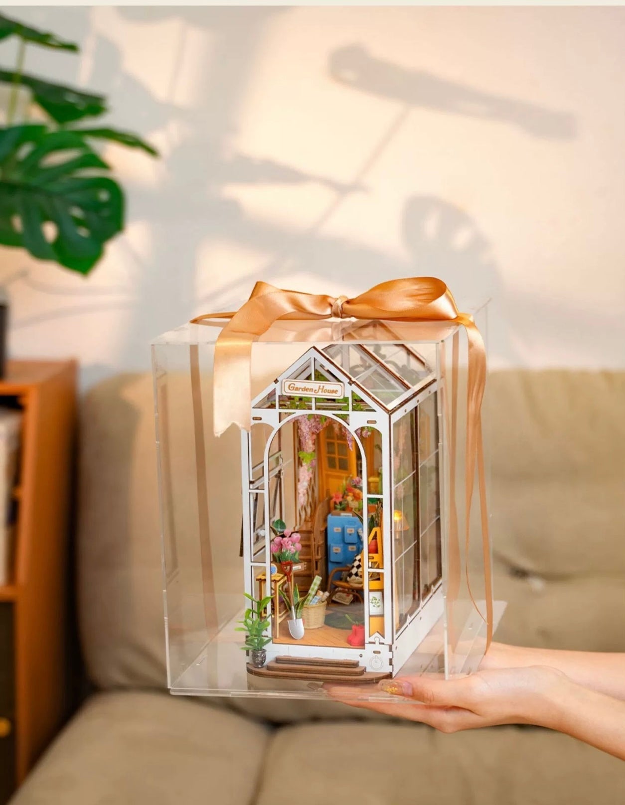 Craft Kits Wooden Booknook & Wonderland | French Flower Garden - DIY Handmade Mini World Miniature Gift with LED Light