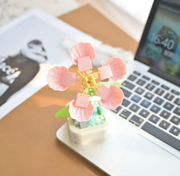 Mini Block Building Flower Series 4 | Peach Blossom Carnation - Tiny Particle Assembly DIY Handmade Gift KawaiiGiftLand