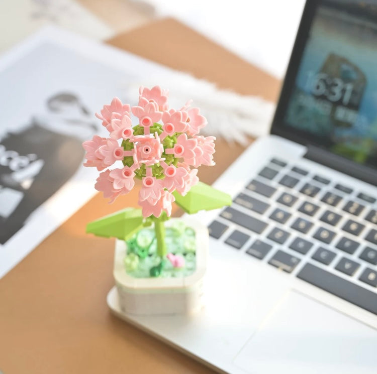 Mini Block Building Flower Series 4 | Peach Blossom Carnation - Tiny Particle Assembly DIY Handmade Gift KawaiiGiftLand