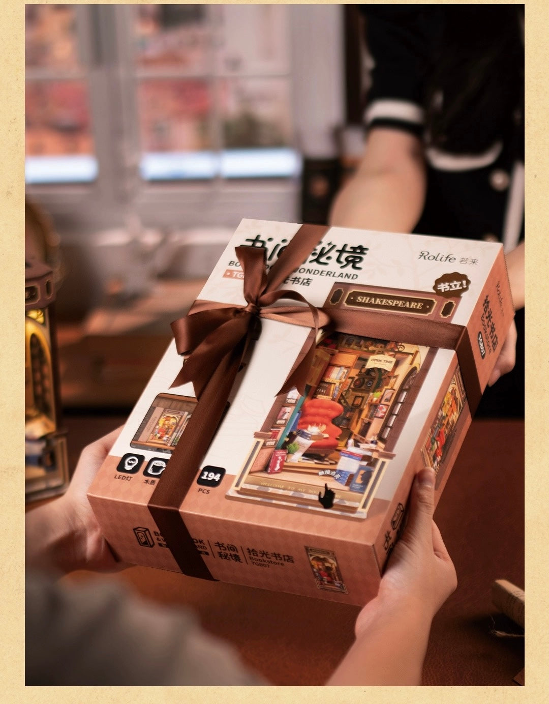 Craft Kits Wooden Booknook & Wonderland | Bookstore - DIY Handmade Mini World Miniature Gift with LED Light