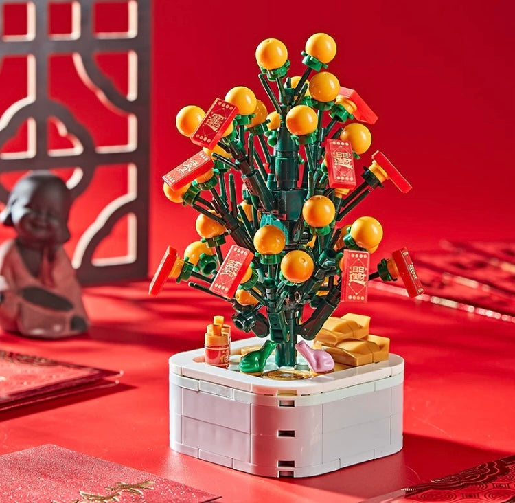 Mini Block Christmas Tree Chinese New Year | Green Pink Xmas Tree Tangerine -  Building Block Christmas Gift DIY Handmade Gift KawaiiGiftLand