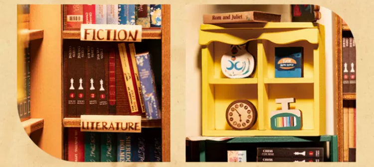 Craft Kits Wooden Booknook & Wonderland | Bookstore - DIY Handmade Mini World Miniature Gift with LED Light