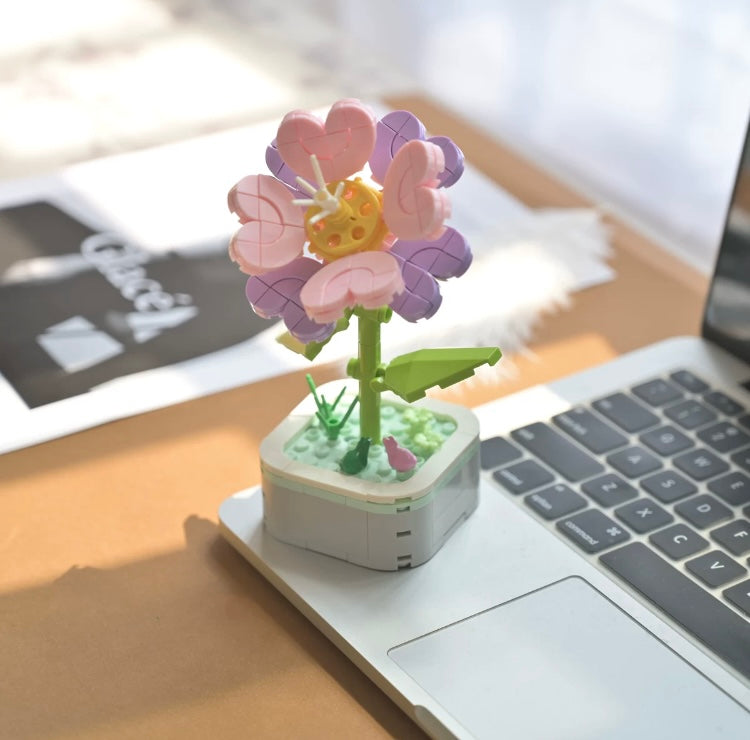 Mini Block Building Flower Series 4 | Peach Blossom Carnation - Tiny Particle Assembly DIY Handmade Gift KawaiiGiftLand