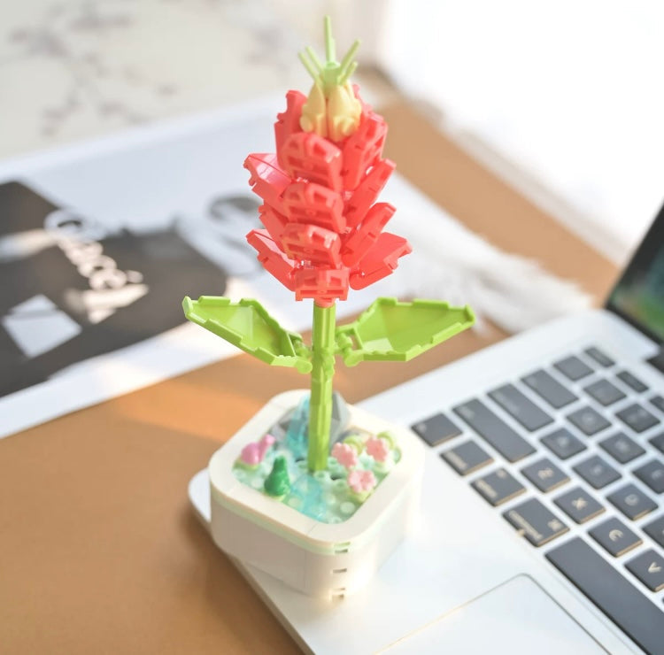 Mini Block Building Flower Series 4 | Peach Blossom Carnation - Tiny Particle Assembly DIY Handmade Gift KawaiiGiftLand