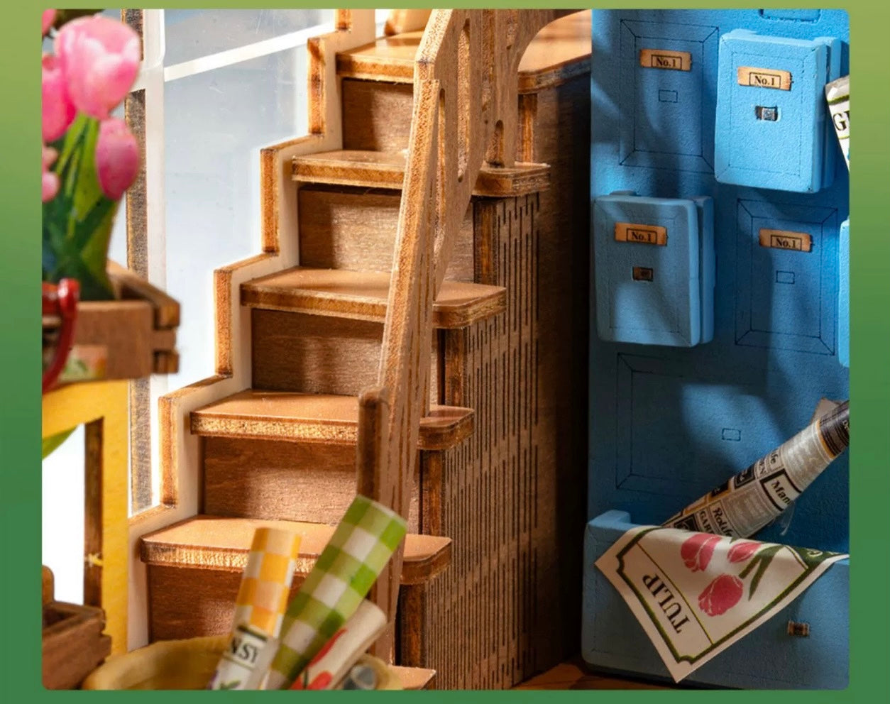 Craft Kits Wooden Booknook & Wonderland | French Flower Garden - DIY Handmade Mini World Miniature Gift with LED Light