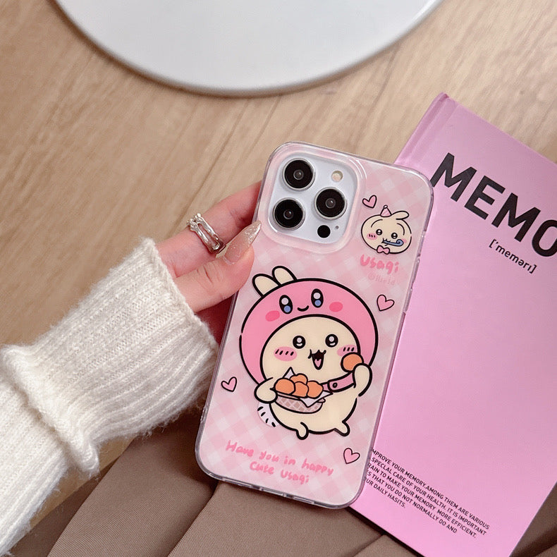 Japanese Cartoon ChiiKawa Hachiware Usagi X Kirby Hangyodon iPhone Case 11 12 13 14 15 Pro Promax KawaiiGiftLand