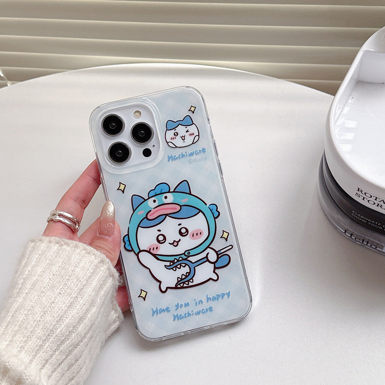Japanese Cartoon ChiiKawa Hachiware Usagi X Kirby Hangyodon iPhone Case 11 12 13 14 15 Pro Promax KawaiiGiftLand