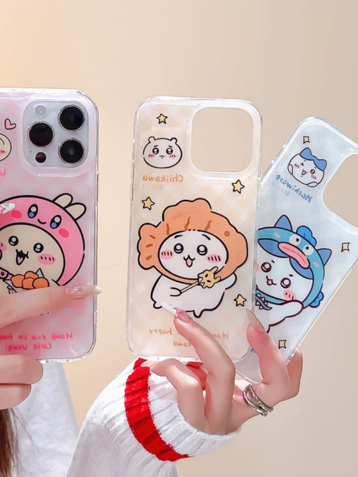 Japanese Cartoon ChiiKawa Hachiware Usagi X Kirby Hangyodon iPhone Case 11 12 13 14 15 Pro Promax KawaiiGiftLand