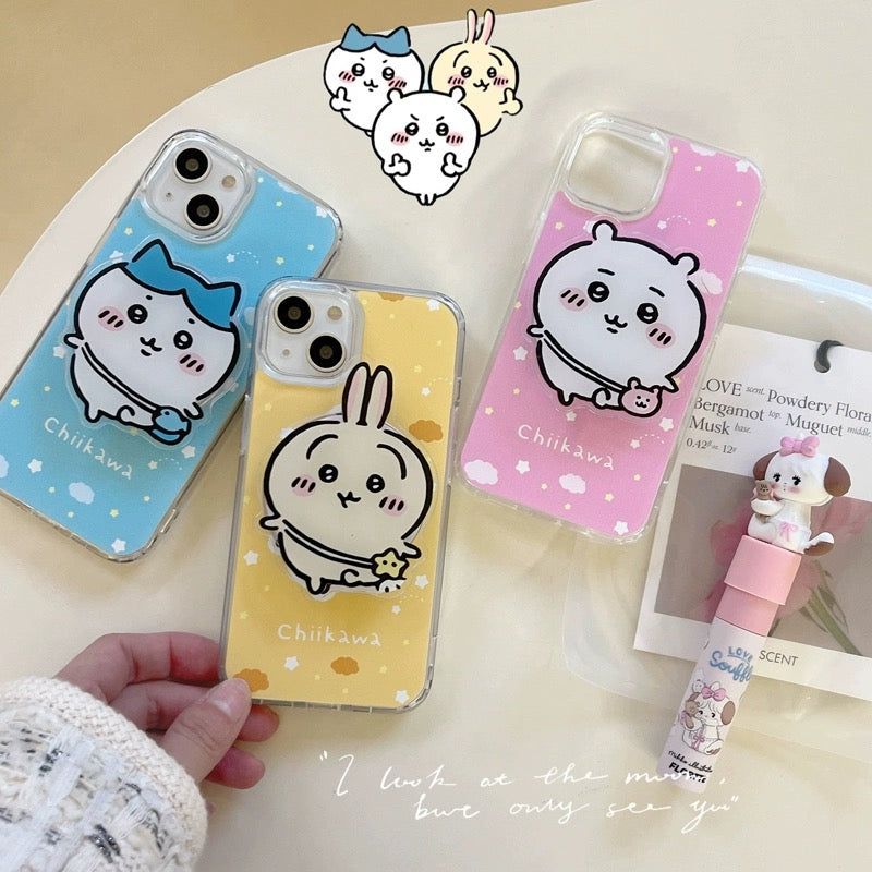 Japanese Cartoon ChiiKawa Hachiware Usagi with Stand iPhone Case 11 12 13 14 15 16 Pro Promax KawaiiGiftLand