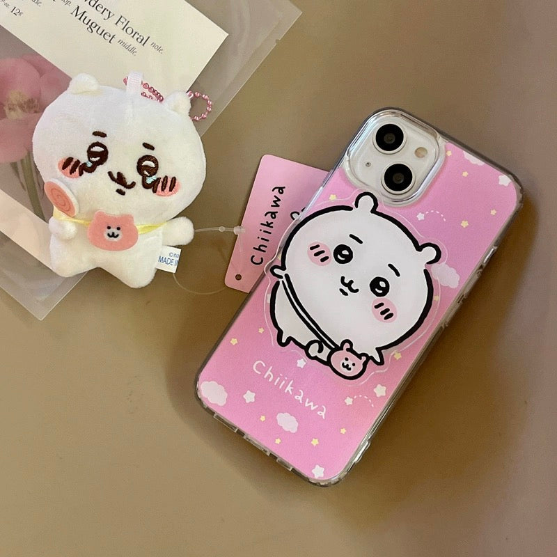Japanese Cartoon ChiiKawa Hachiware Usagi with Stand iPhone Case 11 12 13 14 15 16 Pro Promax KawaiiGiftLand