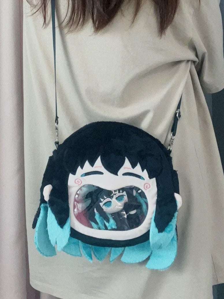 Japanese Anime Kimetsu no Yaiba Demon Slayer | Zenitsu Giyu Kyojuro Muichiro Cute Icon Itabag Backpack and Crossbody Bag - Cute Kawaii Item