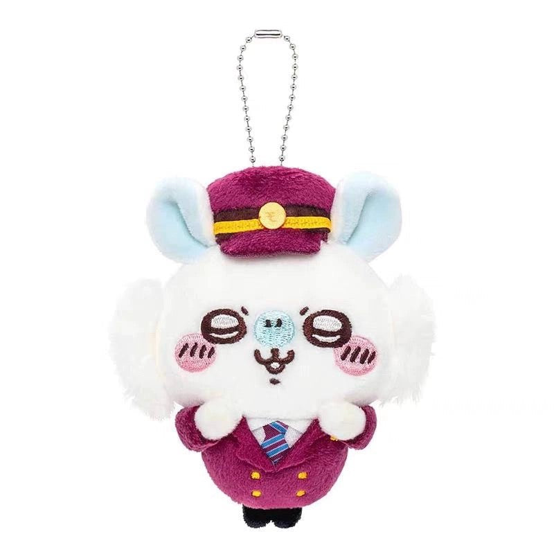 Japan Chiikawa X Hankyu Railway | Train Steward ChiiKawa Hachiware Usagi Momonga Kurimanju Shisa- Mini Plush Doll Keychain KawaiiGiftLand