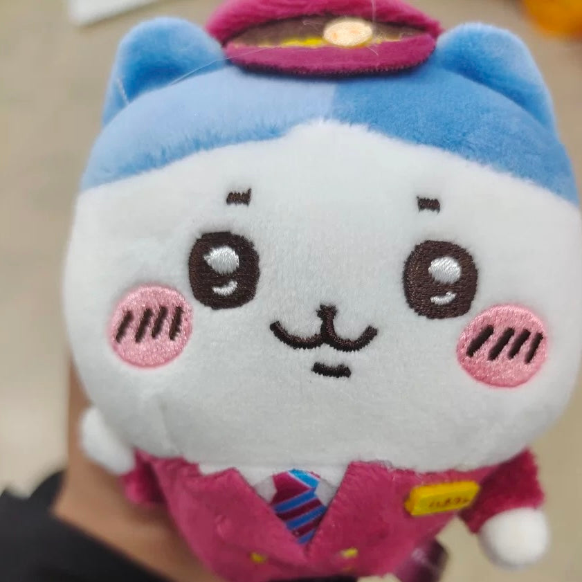 Japan Chiikawa X Hankyu Railway | Train Steward ChiiKawa Hachiware Usagi Momonga Kurimanju Shisa- Mini Plush Doll Keychain KawaiiGiftLand