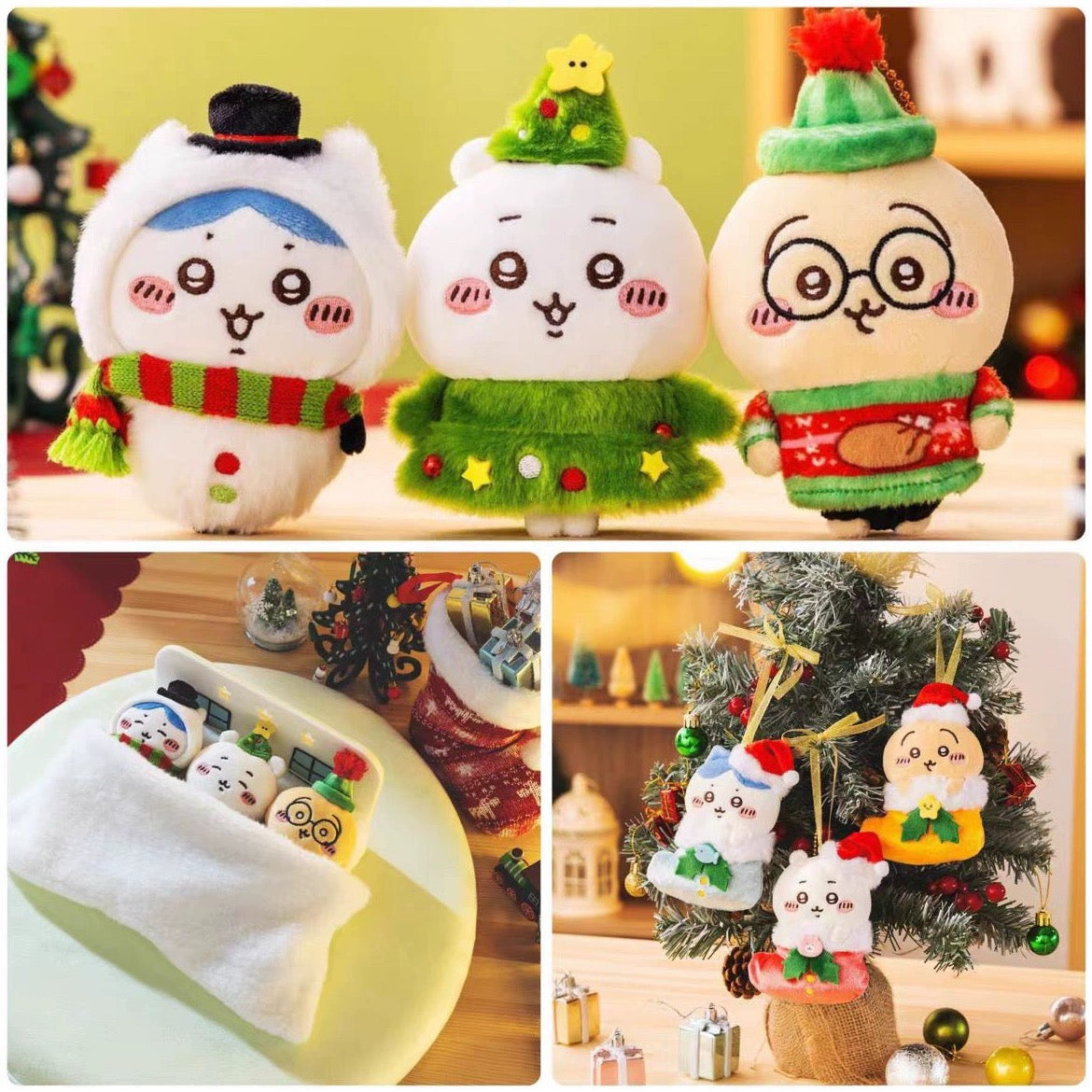 Japan ChiiKawa Merry Chrismas Edition | ChiiKawa Hachiware Usagi - Mini Plush Doll keychain KawaiiGiftLand