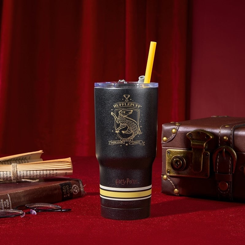 Harry Magical School Wizard Witch X Miniso | Magical School Four Houses Metal Water Cup With Straw Red Blue Green Yellow - Kawaii items KawaiiGiftLand