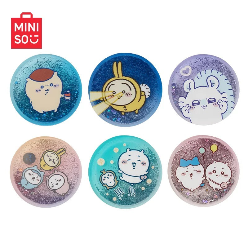 ChiiKawa X Miniso | ChiiKawa Hachiware Usagi Momonga Kurimanju Glitter Quicksand Badge Mystery Bag - Kawaii Items Room Decoration KawaiiGiftLand