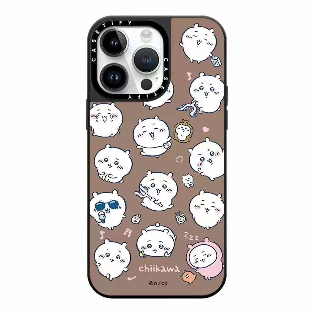 Japanese Cartoon ChiiKawa Mirror Phone Case | ChiiKawa Hachiware Usagi Medley Fun Pose Full Sceen - iPhone Case 11 12 13 14 15 16 Pro Promax KawaiiGiftLand