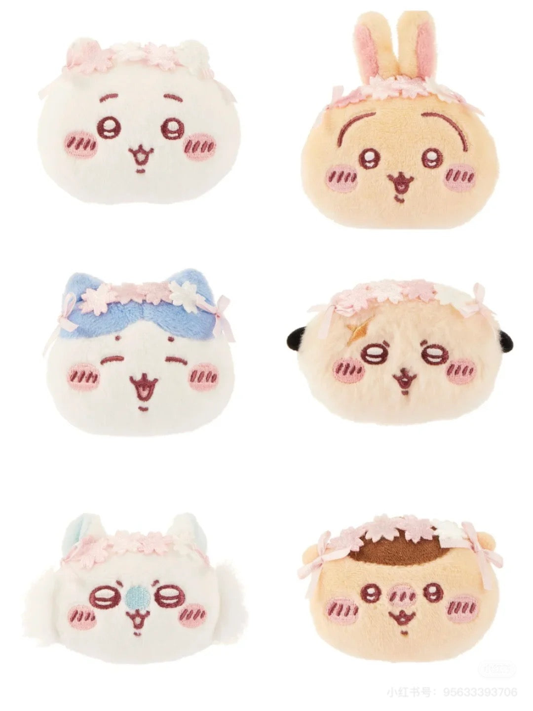 ChiiKawa X Miniso Sakura Series | ChiiKawa Hachiware Usagi Momonga Kurimanju Rakko Plush Doll Cotton Badge Kawaii Items Room Decoration Doll