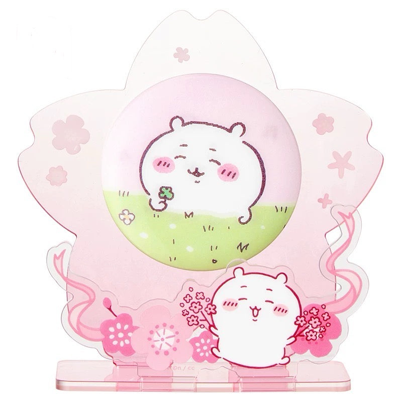 ChiiKawa X Miniso Sakura Limited Series | ChiiKawa Hachiware Usagi Momonga - Plastic Badge with Acrylic Stand Kawaii Items Room Decoration Item KawaiiGiftLand
