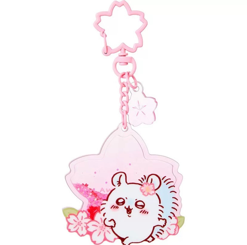 ChiiKawa X Miniso Sakura Limited Series | ChiiKawa Hachiware Usagi Momonga Sakura Quicksand Acrylic Keychain - Kawaii Items KawaiiGiftLand