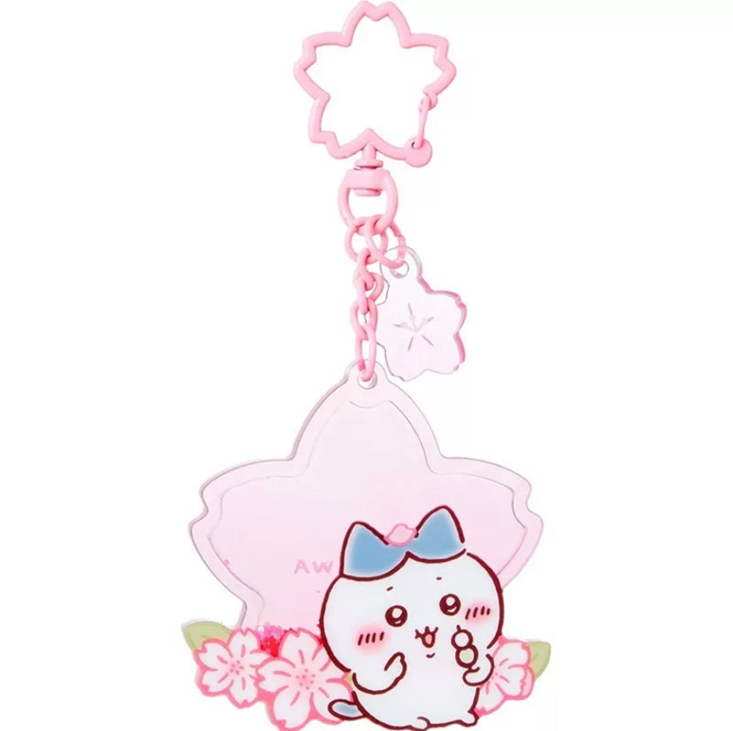 ChiiKawa X Miniso Sakura Limited Series | ChiiKawa Hachiware Usagi Momonga Sakura Quicksand Acrylic Keychain - Kawaii Items KawaiiGiftLand