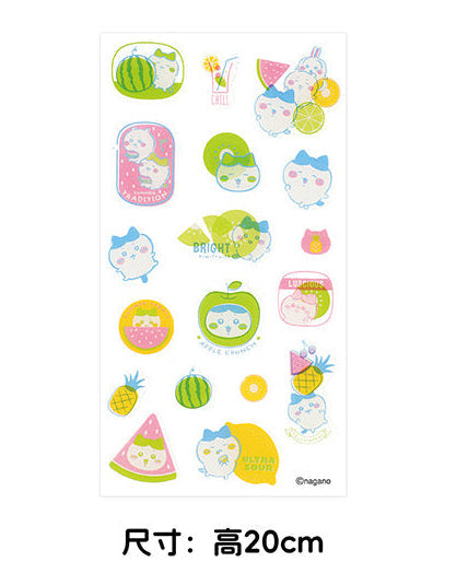 ChiiKawa X Miniso คอลเลคชันตลาดผลไม้ | สติกเกอร์คริสตัลอีพ็อกซี่ลายการ์ตูน ChiiKawa Hachiware Usagi สไตล์ผลไม้น่ารัก - ของตกแต่งห้องคาวาอี้
