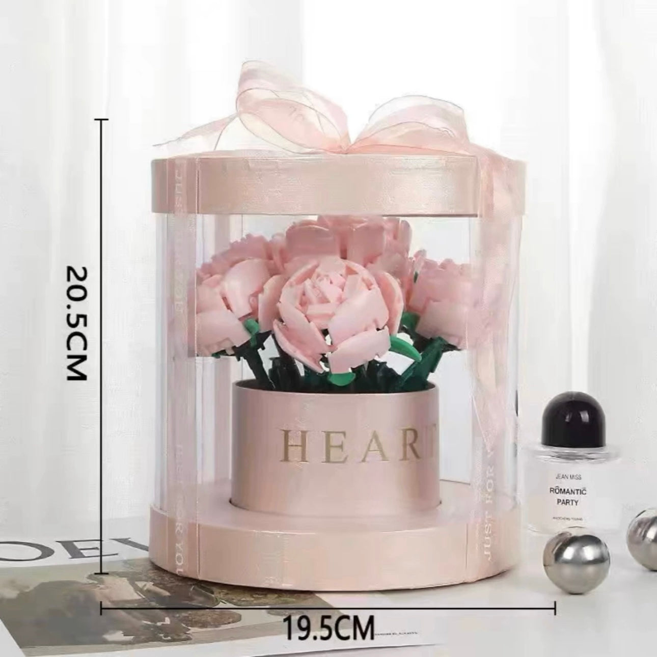 Block Building Romantic Elernal Flowers Bouquet Gift Box | Pink Red Blue White Rose - with LED Lights Valentine Wedding Gift DIY Handmade Gift