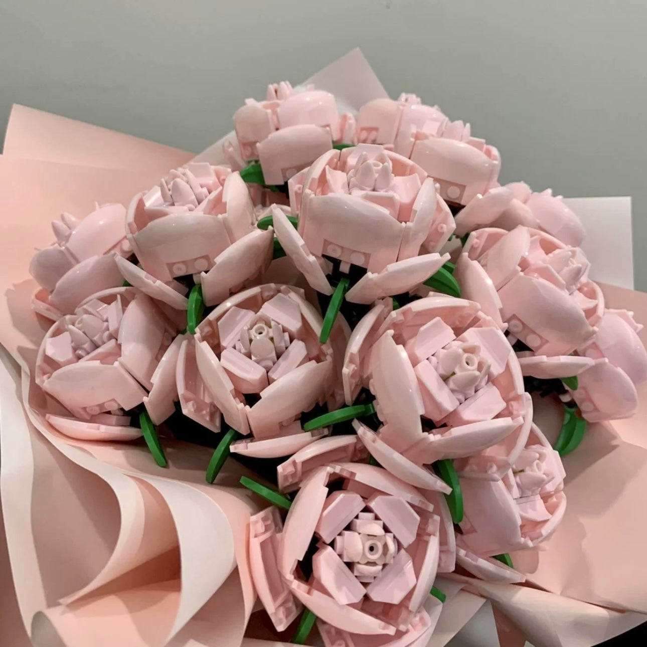 Block Building Romantic Elernal Flowers Bouquet Gift Box | Pink Red Blue White Rose - with LED Lights Valentine Wedding Gift DIY Handmade Gift