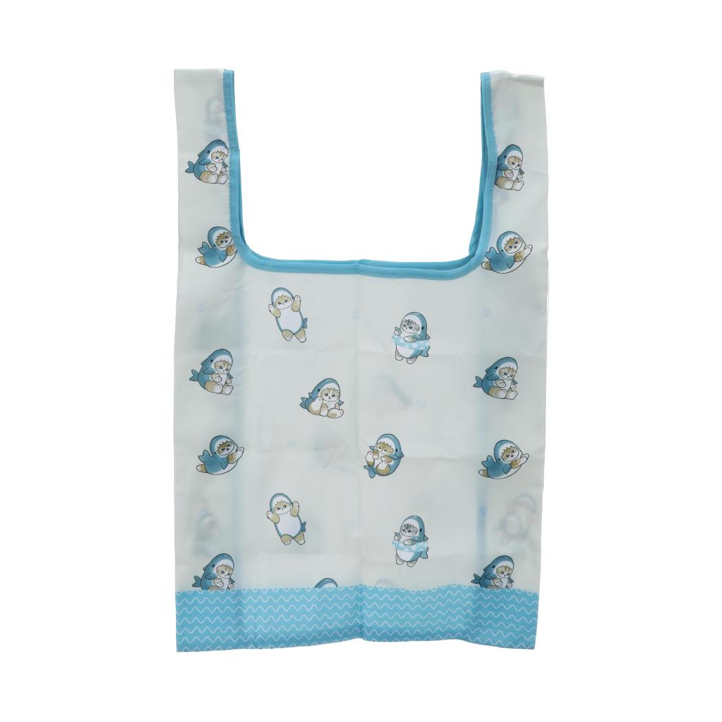 Miniso X Mofusand | Mofusand Cat in Shark Costume Cute Foldable Shopping Bag with Plush Bag Keychain - Kawaii items Room Decoration
