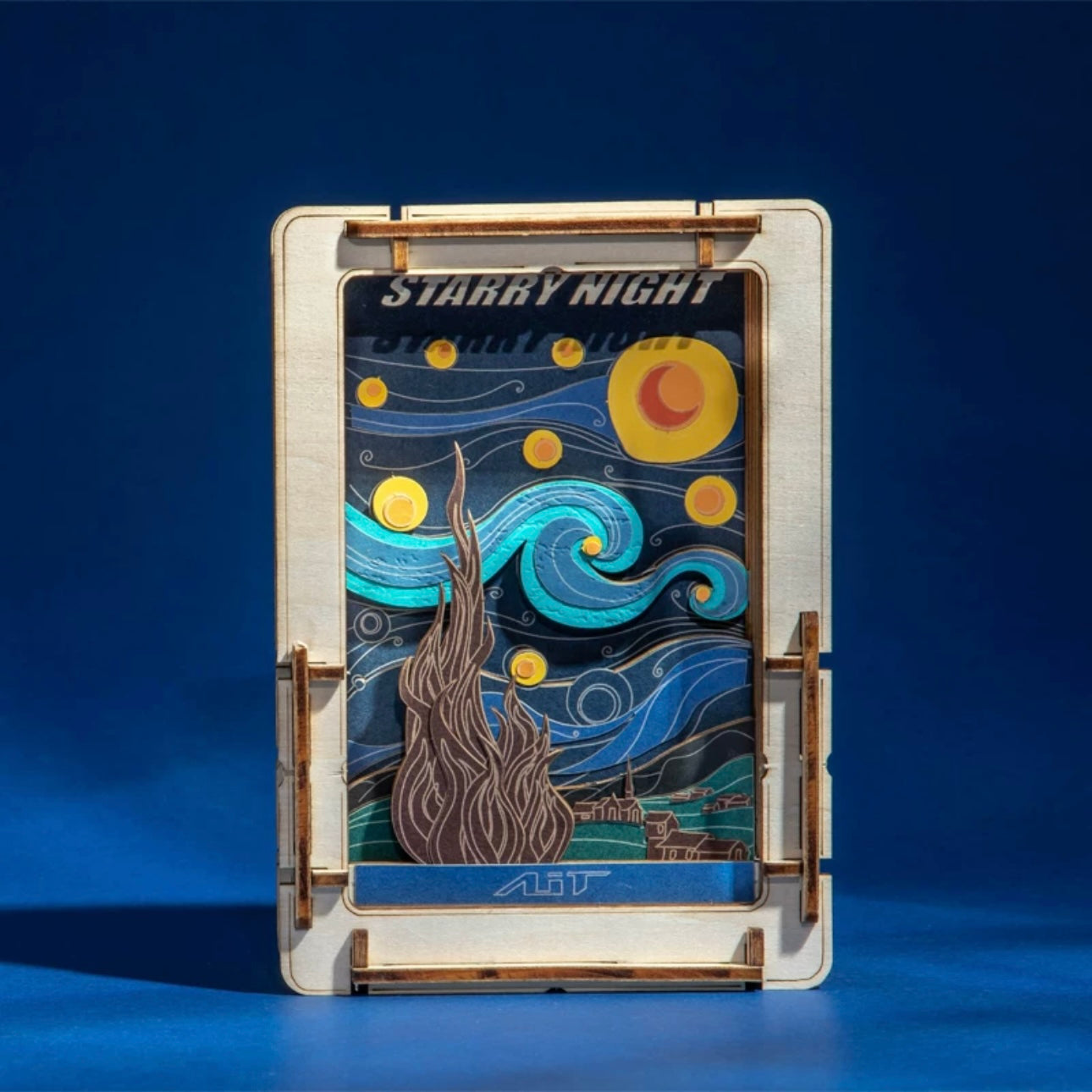 DIY Wooden Jigsaw Puzzle Multi-Purpose World Famous Paintings | Starry Night - Art Frame Home Decoration Gift