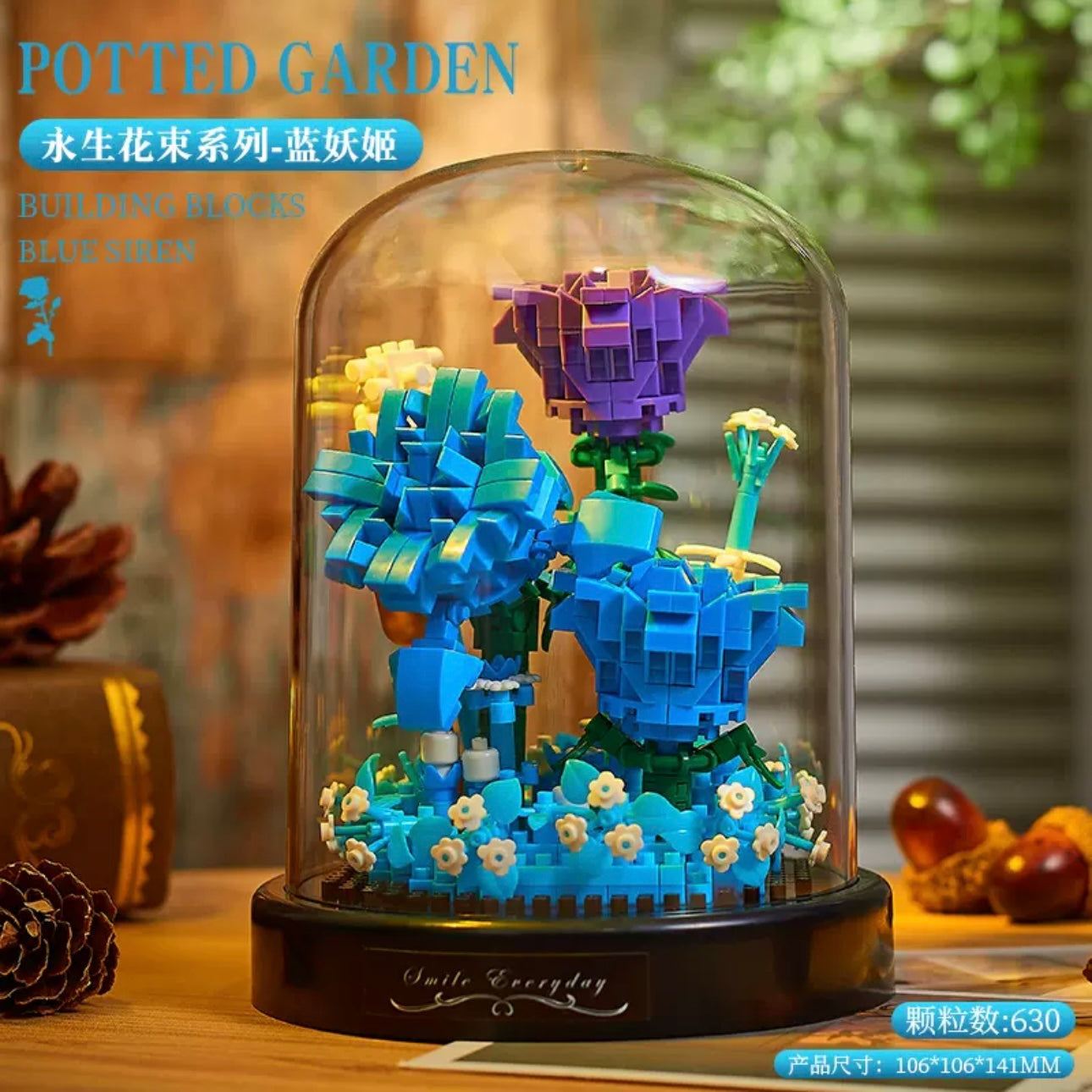 Mini Block Building Flower Diaries with Cover | Rose Daisy Cactus Sunflower Jasmine - with LED Lights Valentine Gift DIY Handmade Gift KawaiiGiftLand