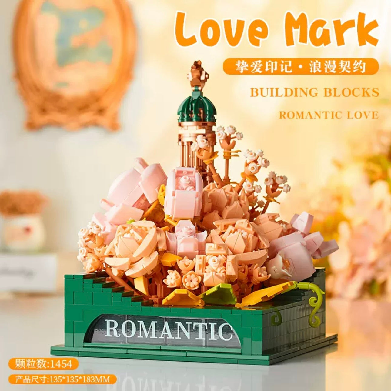 Mini Block Building Romantic LightHouse with Flower - with LED Lights DIY Valentine Handmade Gift KawaiiGiftLand